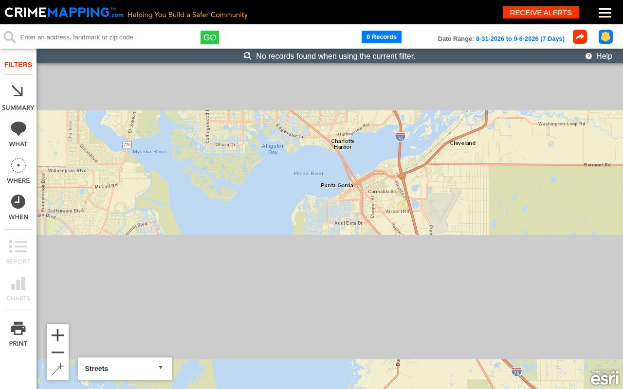 Punta Gorda police incident map search interface